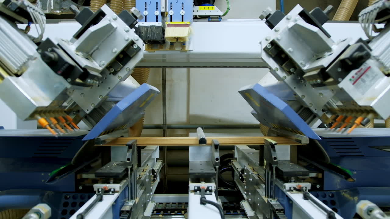 Manufacturing plant with computerized automation. Computerized automation manufacturing furniture in factory