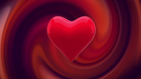 animación del icono del corazón sobre el bucle en fondo rojo