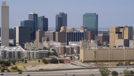 establishing drone shot of fort worth, texas