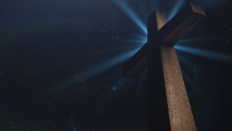 4k stone cross post with night stars background