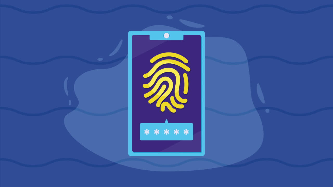 teléfono inteligente con animación de seguridad cibernética
