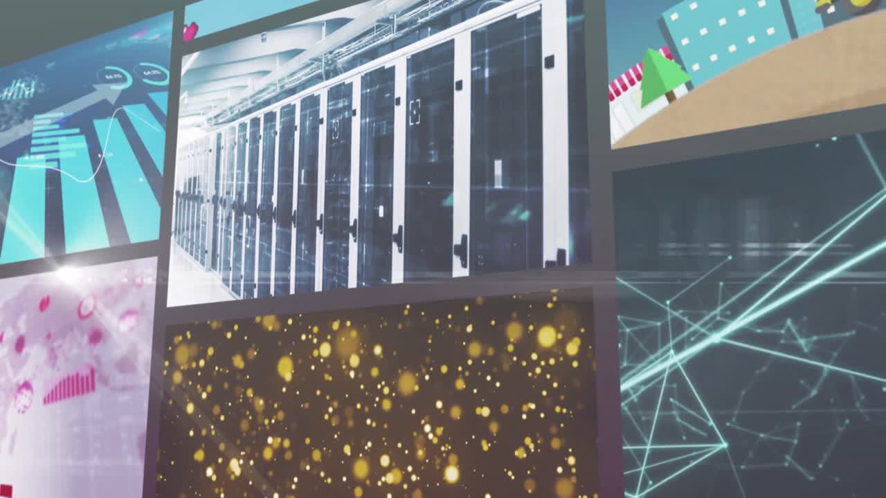 다중 스크롤 비즈니스, 레저 및 기술 화면의 복합 애니메이션