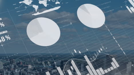 animation of data processing with city in background