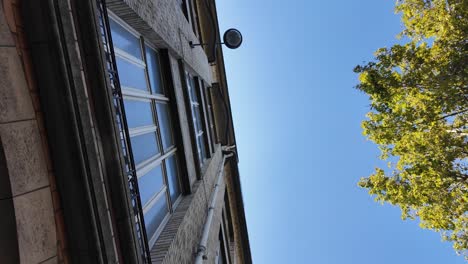 paris france residential real estate french building facade, clear blue sky