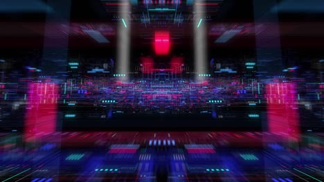un bucle sin fisuras de fondo tecnológico futurista abstracto, circuitos flotantes, gráficos, elementos de dígitos.