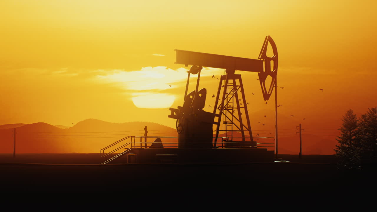 Oil Pump Jack at Sunset