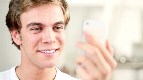 video messaging man taking photo