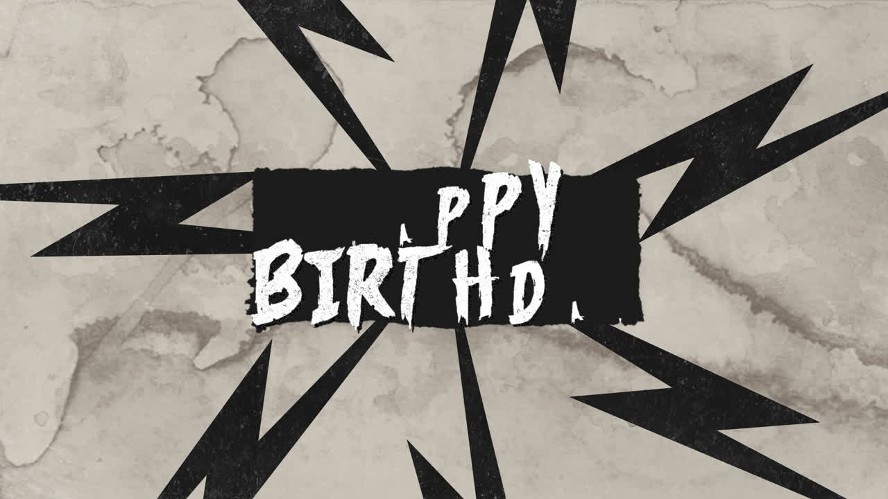 Buon Compleanno con fulmini e texture hipster nera