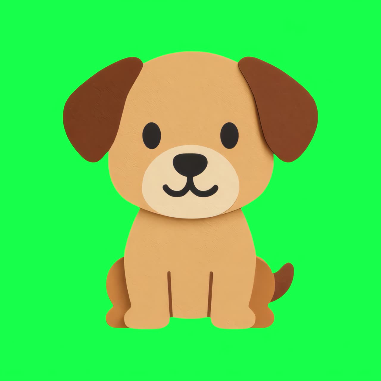 Cute cartoon puppy illustration animation, transparent 4K video, green screen