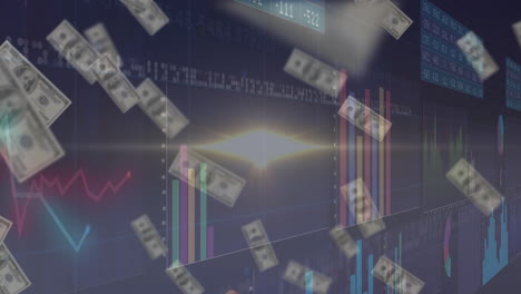 animación del procesamiento de datos sobre billetes