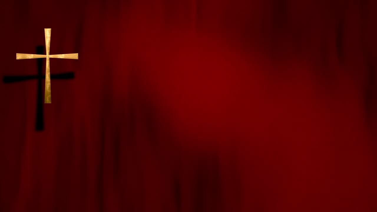 Byzantine Christian Cross on Looped Red Velvet Background