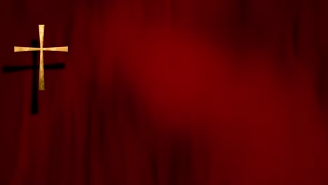 byzantine christian cross on looped red velvet background