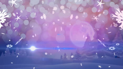 animation of snow falling over winter scenery