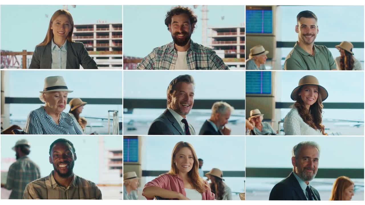 Diverse Group of People in an Airport Terminal