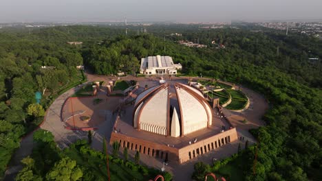 panoramic view above pakistan national monument and museum. islamabad