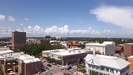 drone shot over historic downtown pensacola in florida on a partly cloudy and sunny day-1