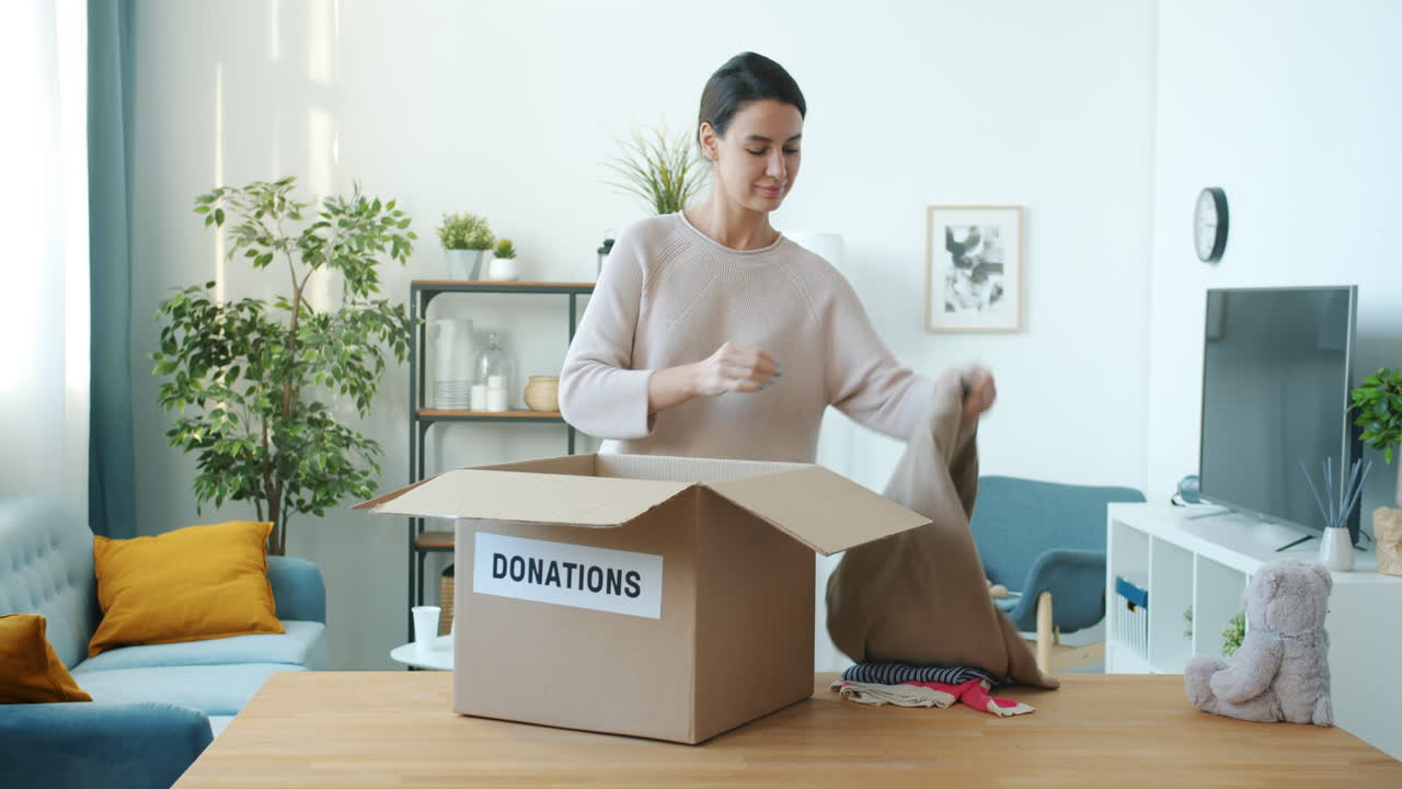 Family Donating Clothes and Items