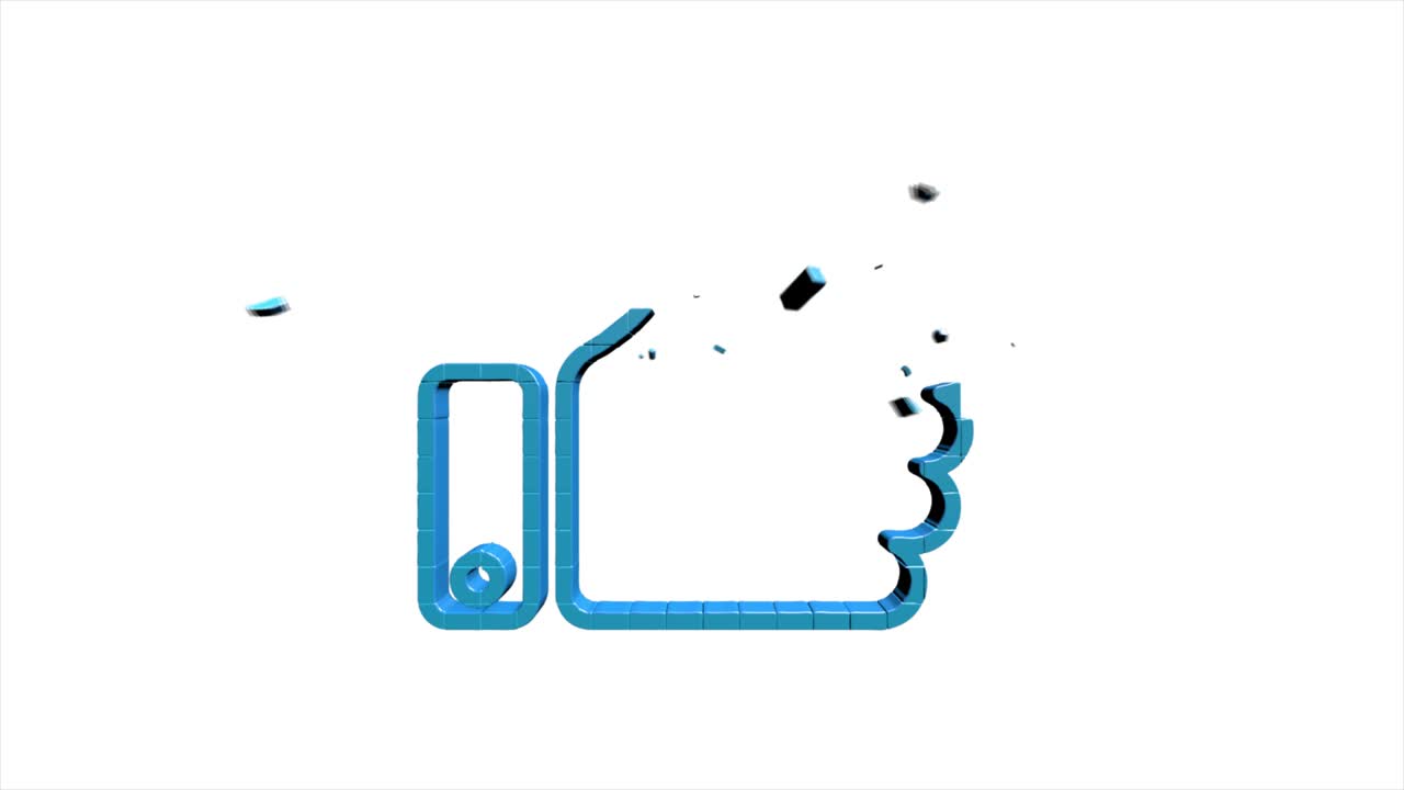 Social media 3D pixel icon design isolated on white background. Outline web icon. Motion graphics.
