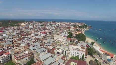 aerial: the historical city stonetown in zanzibar