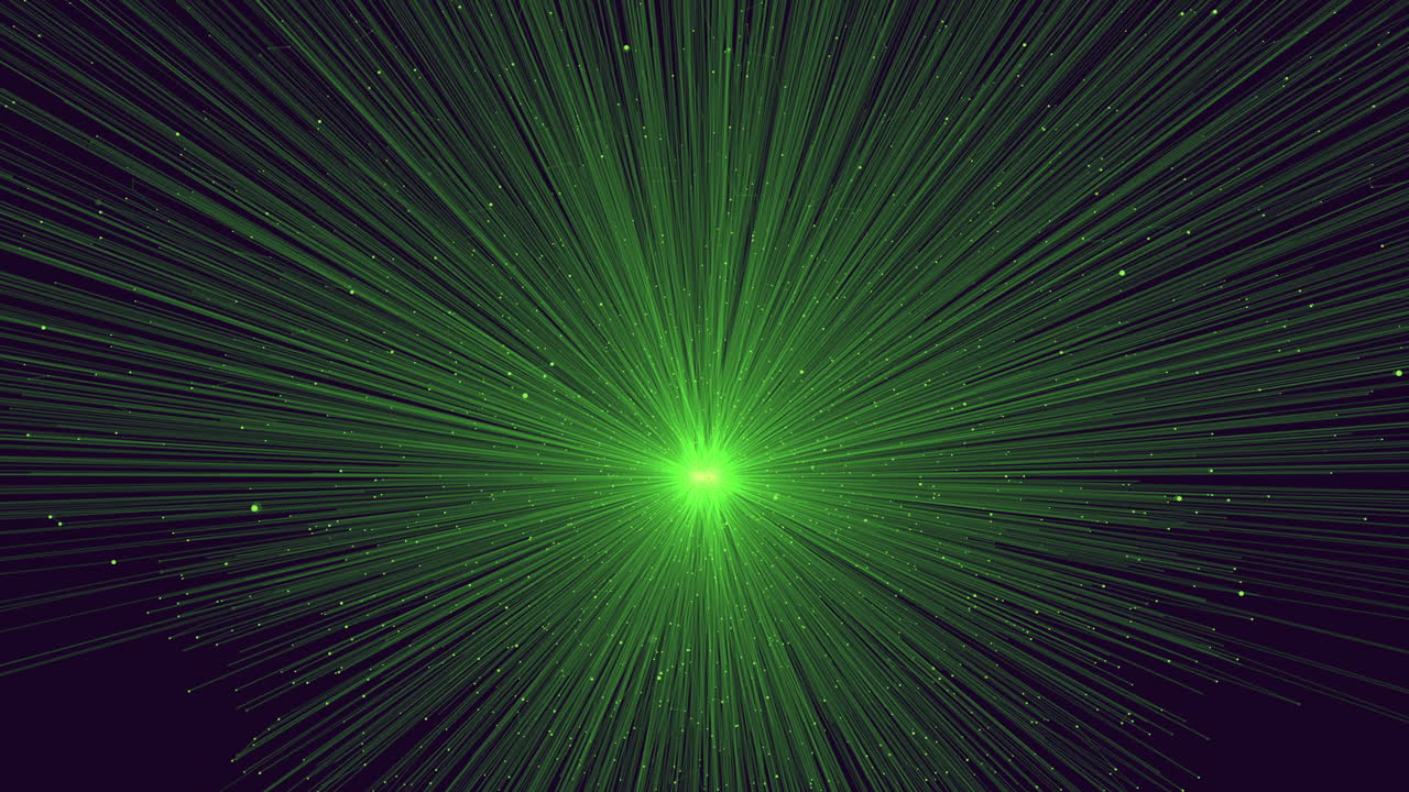 Glowing futuristic sphere with neon light beams and glitters in dark and deep galaxy