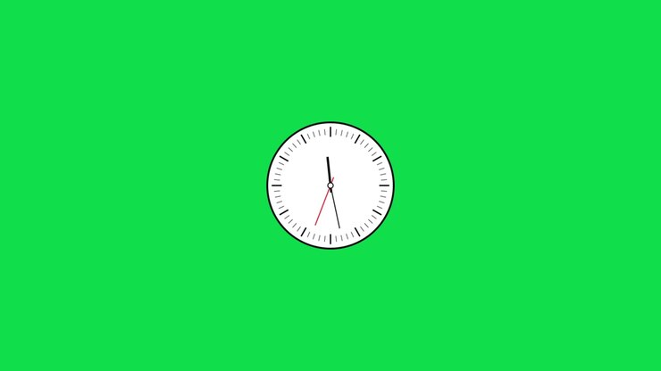 Animated Clock Face Spinning Rapidly on Green Screen