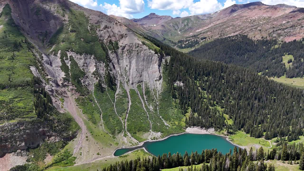Aerial View of Emerald Lake Under Elk Mountains, Scenic Landscape of Colorado USA