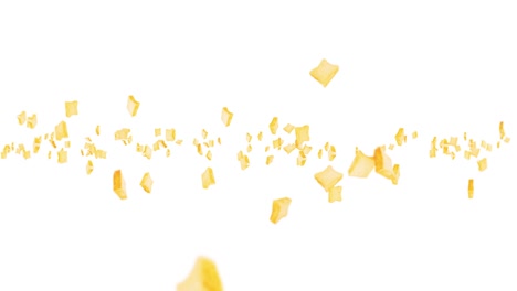 volando muchas rebanadas de pan en fondo blanco. alimentos, alimentos y concepto de comer. animación 3d de rebanada de pan de trigo girando. animación de bucle.