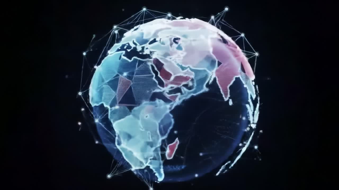A Dynamic View of a Connected Earth: Exploring Global Networks and Digital Interaction Through Stunning Visuals and Advanced Technology Representations.