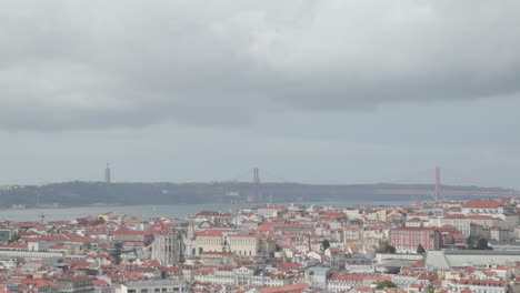 a wide establishing shot of lisbon, portugal