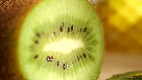 close-up of a sliced kiwi