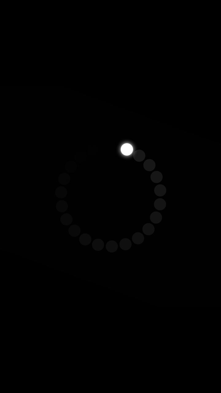 Minimal loading spinner background with circular white progress dot dark empty screen and clean