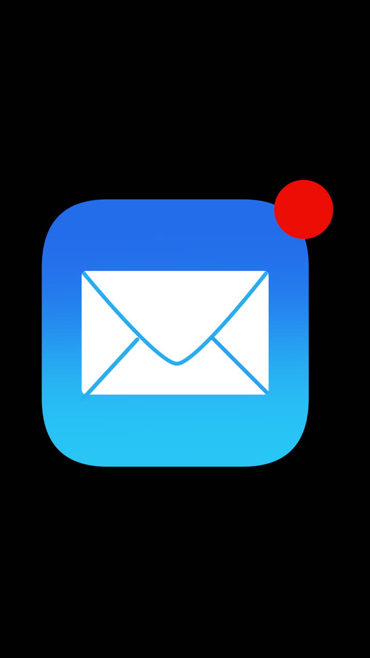 Envelope icon alerts new Email message on Mobile app overlay popup