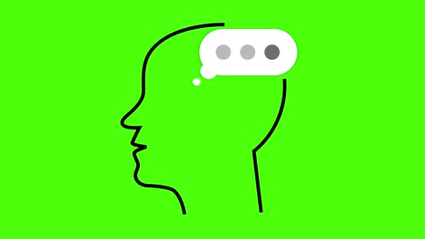 thoughtful human of black outline with bubble on chromakey