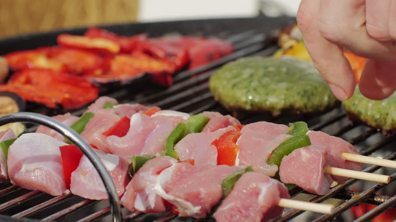 Grilling Kebabs, Burgers, and Peppers