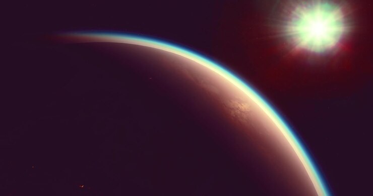 Planetary view with sunlight illuminating the edge of a celestial body