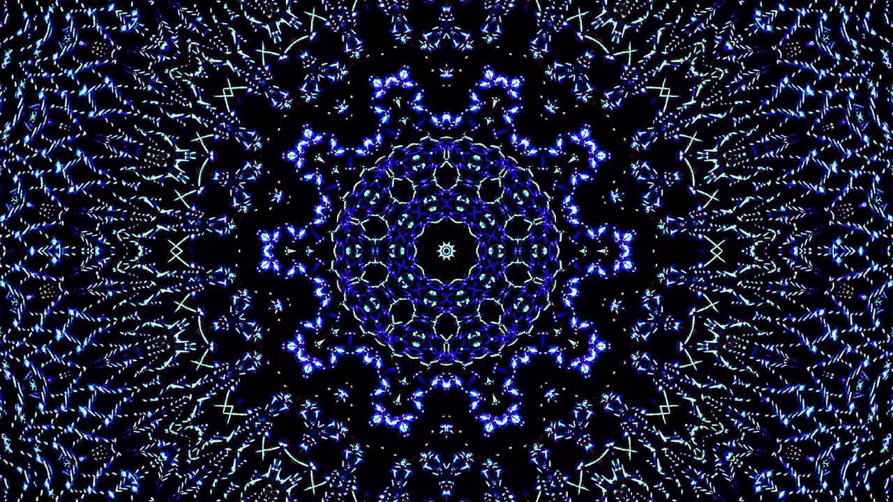 onda de luz puntos abstractos conjunto de color azul caleidoscopio fondo negro
