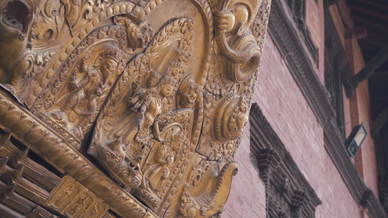 Detail Of Golden Gate, Entrance To Patan Museum In Patan Durbar Square In Kathmandu, Nepal. - close up shot