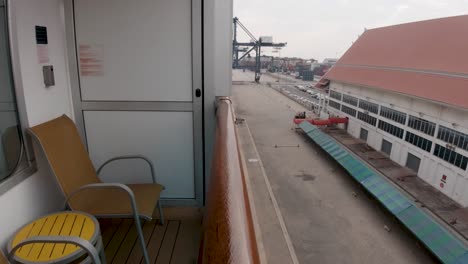 luxury stateroom cabin balcony view onboard costa serena at laem chabang port in thailand