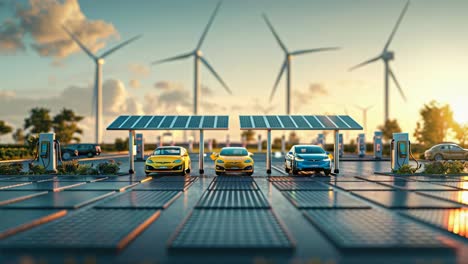 electric vehicle charging station with solar and wind power