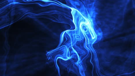 4k looped abstract blue futuristic background of glow lightning form curved lines, 3d seamless loop light sci-fi abstract theme with blue flare and mystery cloud streak line waves.