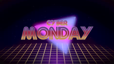 Cyber-Monday-Text-Mit-Retro-Dreieck-Und-Gitter-In-Der-Galaxie