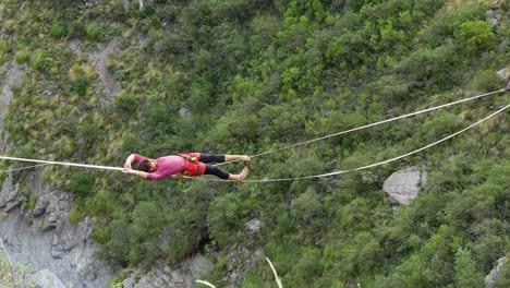 a man on a stretched sling