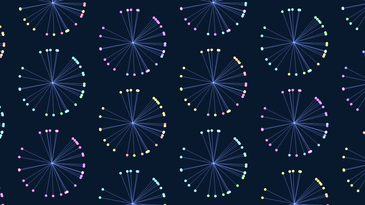 patrón de puntos circulares coloridos en un fondo azul oscuro