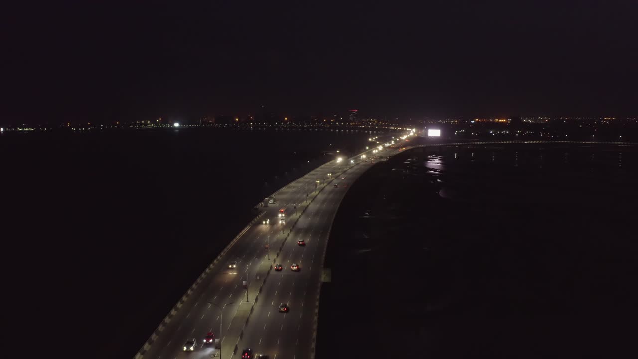 Road Bridge at Night Drone 03