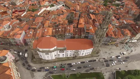 top view of torre dos clerigos tower in porto