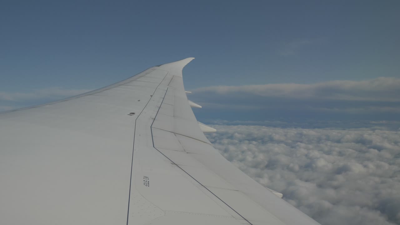 View form the window of a plane flying over the clouds
