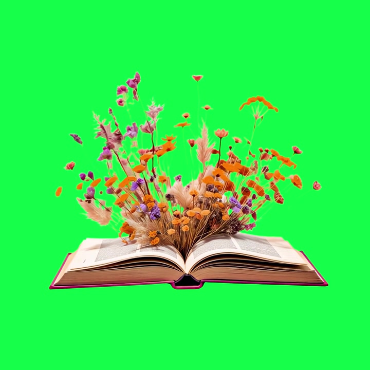 Livro Aberto com Flores Silvestres Vibrantes Emergindo das Páginas