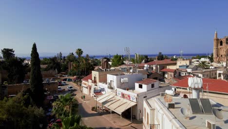 aerial 4k famagusta walled city, old town and varosha landscapes in north cyprus