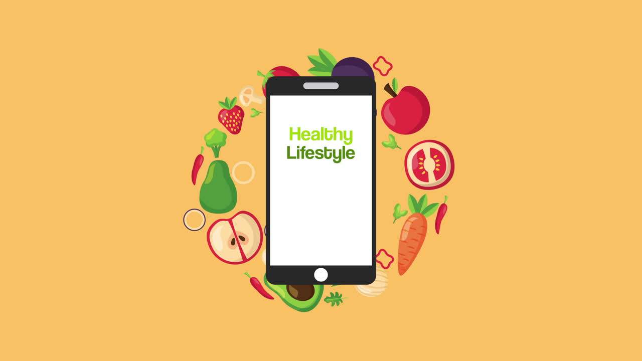 estilo de vida saludable comida vegana en la canasta y el teléfono inteligente