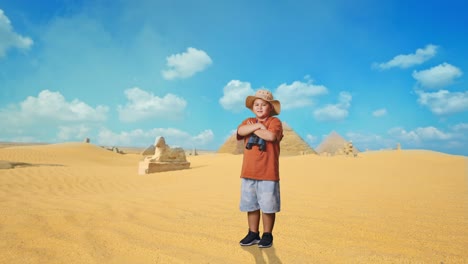 young explorer in the egyptian desert